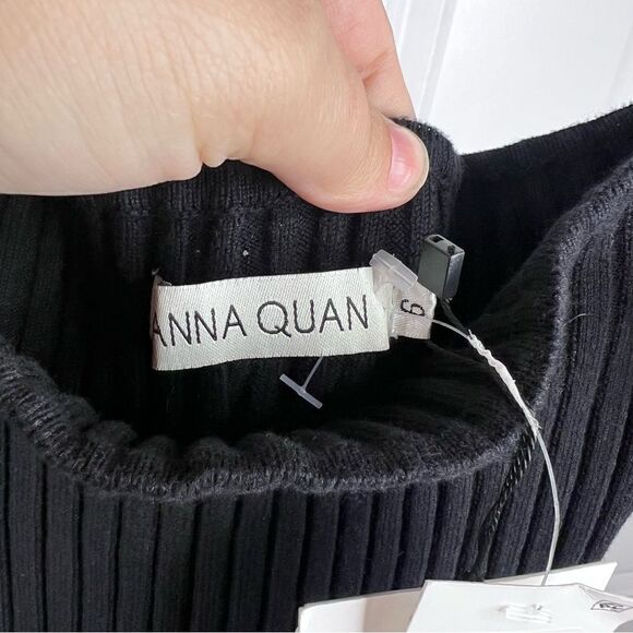 Sz 6 Anna Quan Black Valerie Off-Shoulder Knit Midi Dress - Picture 15 of 15